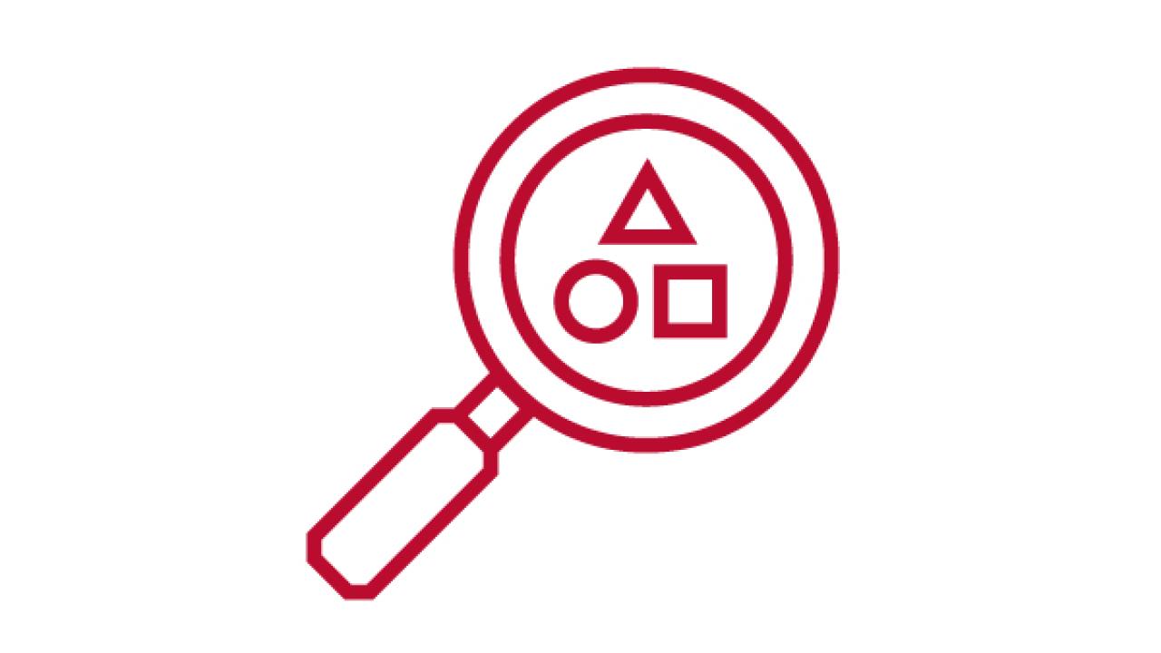 magnifying glass shapes icon