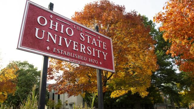 Picture shows an outdoor sign for The Ohio State University.